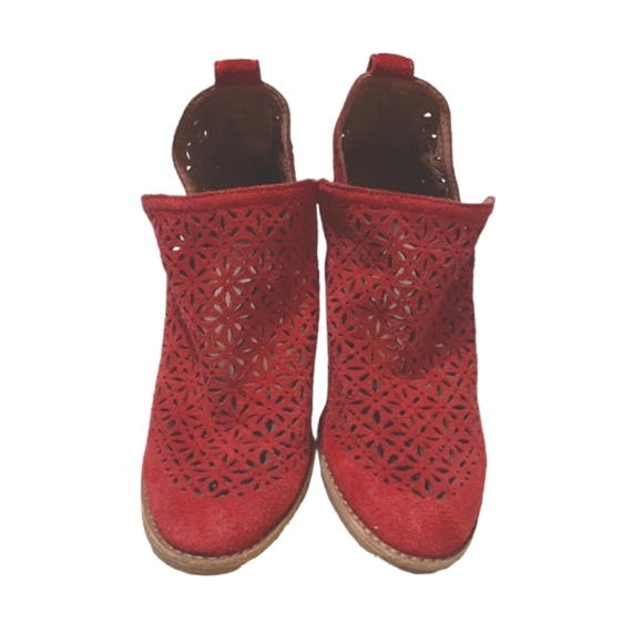 Jeffrey Campbell Red Suede Cut Out Ankle Boots Western Block Heel Bootie… - Picture 3 of 11
